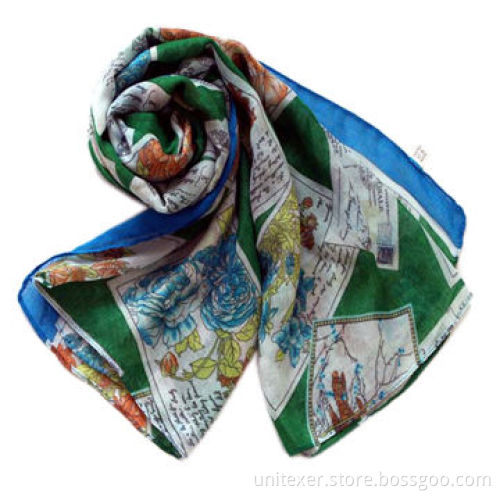 Viscose Printed Scarf, Flower Printing, Soft Texture